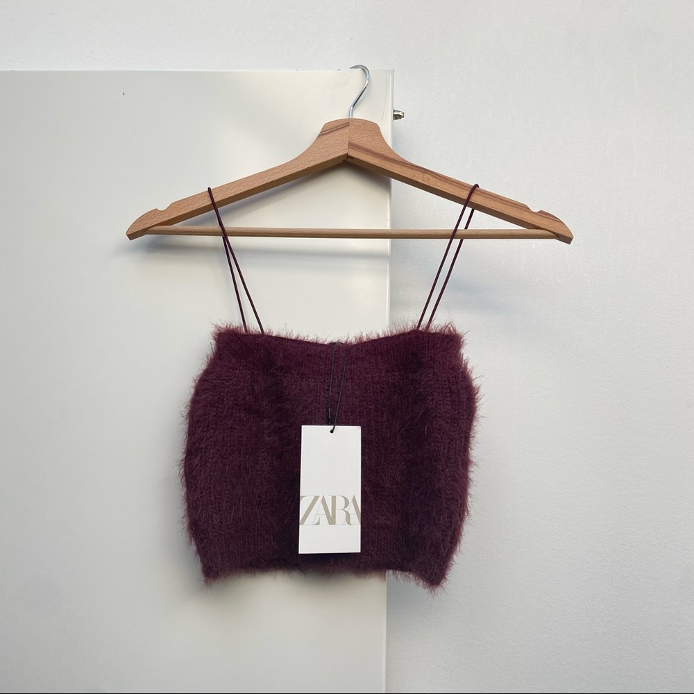 Zara Soft Touch Burgundy Crop Top